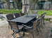 Heavy Duty Metal Table with 2 Gas Fire Pits and 8 Chairs