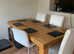 Modern solid oak dining table seats six