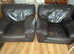 2 dark brown leather chairs