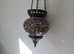 2 x Beautiful Moroccan style multi coloured glass hanging tealight holders