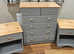 Chest of drawers and 2 bedside lockers