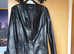 Women's black leather coat & matching gloves, size 14