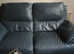 Blue leather two seater sofa and blue leather large storage footstool ex condition as new £400 two sets