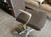 REM Salon Hairdresser Chair Brown Vinyl Adjustable Height Chrome Arms And Base