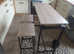 Free standing table, breakfast bar and stools