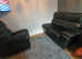 3 seat Recliner black  leather sofas (two)