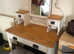 Dressing table with mirror and stool