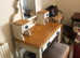 Dressing table with mirror and stool