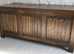 Carved dark oak linen fold blanket chest - blanket box - vintage c1960