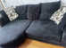 Black Fabric 4str sofa, cuddler & storage pouffe