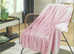 New Superb Soft Pink Throw with Feather Motif 120 x 160cm, can be posted.