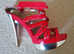 Red/silver strappy sandals -